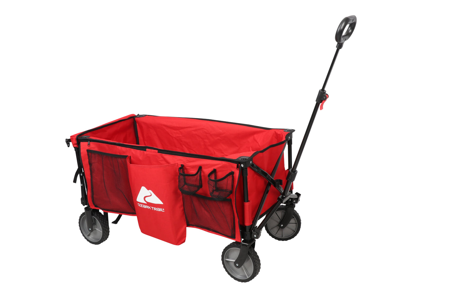 Ozark Trail Camping Utility Wagon with Tailgate & Extension Handle, Red, Polyester, 21.6" Height