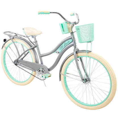 Huffy, Nel Lusso Classic Cruiser Bike with Perfect Fit Frame, Women's, Gray, 26"