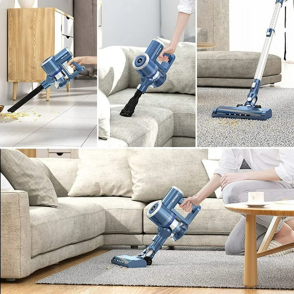 Prettycare Cordless Stick Vacuum Cleaner Lightweight Upright for Carpet Hard Floor Pet Hair W200