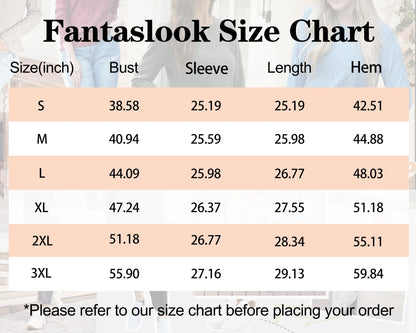 Fantaslook Long Sleeve Shirts for Women Crew Neck Casual Tunic Tops Lightweight Pullover