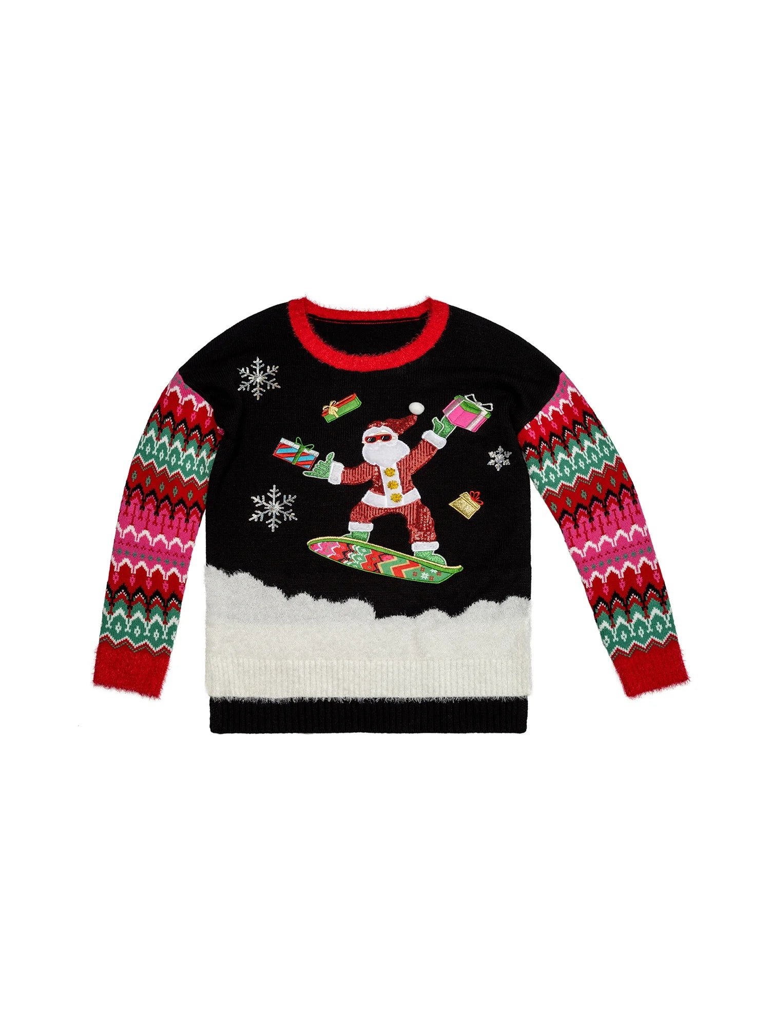 Jollidays Women's Snowboard Santa Ugly Christmas Sweater