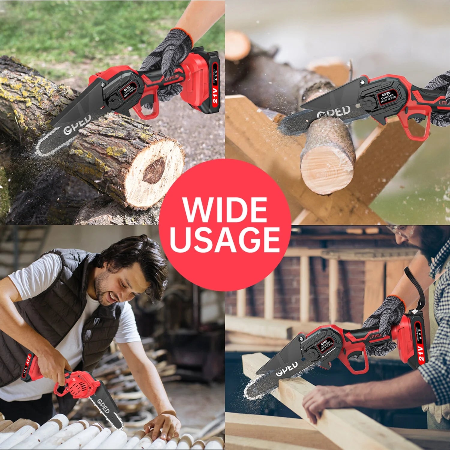 Mini Chainsaw Cordless 6 inch with 2 Battery, Mini Power Chain Saw with Security Lock, Electric Chainsaw, Handheld Small Chainsaw for Tree Trimming Wood Cutting (2 Mini Chainsaw + 2 Guide Plate)