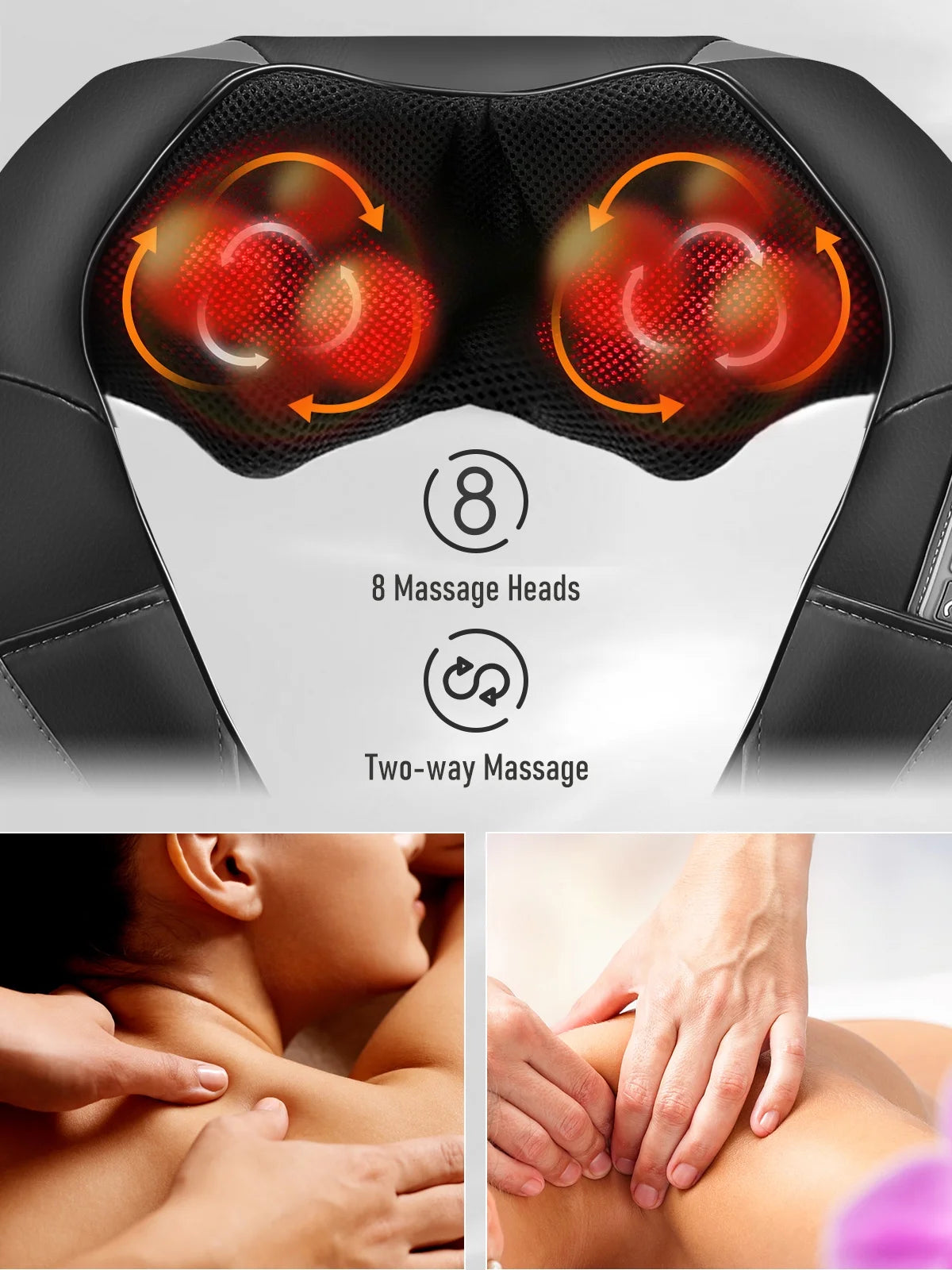 Naipo Shiatsu Neck Shoulder Massager Electric Back Massage with Heat Kneading Massage for Shoulder, Legs, Use in Office and Home