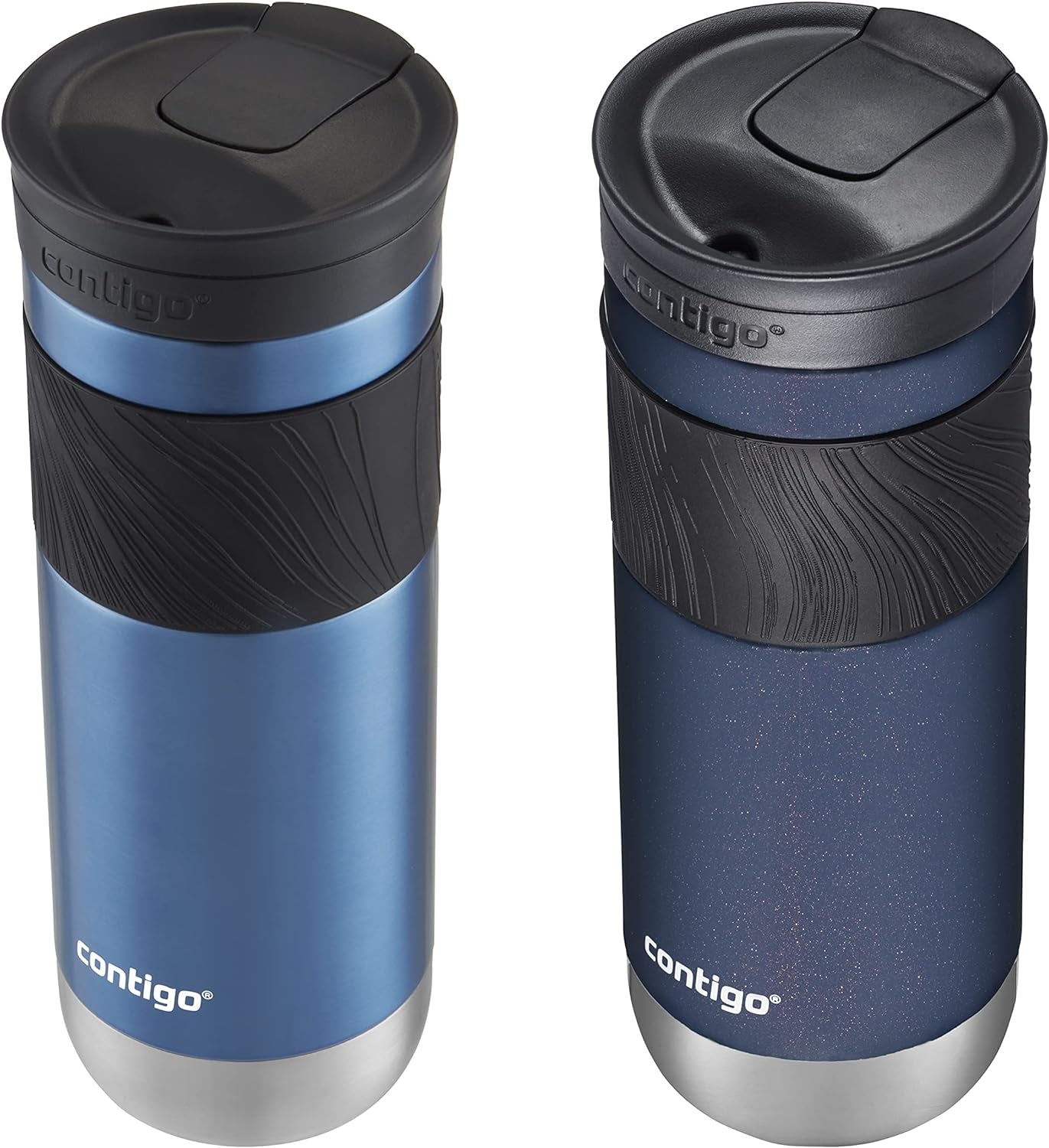 Contigo SNAPSEAL Insulated Stainless Steel Travel Mug with Grip, 20oz., Blue Corn Transparent Satin & Midnight Berry