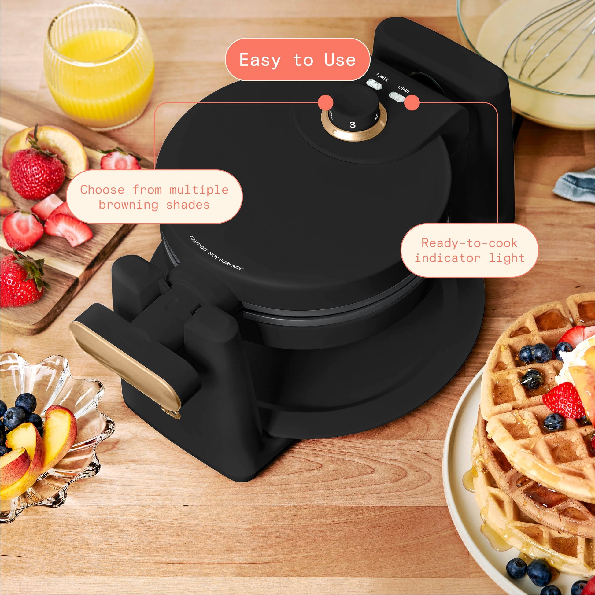 Beautiful Rotating Belgian Waffle Maker, Black Sesame by Drew Barrymore