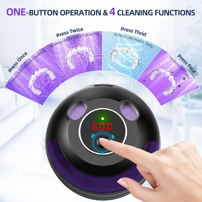 Ultrasonic Retainer Cleaner, Retainer Cleaner Machine for Dentures, Mouth Guards, Braces, Toothbrush Heads, Jewelry with 200ML Capacity, 45kHz Retainer Cleaning, 4 Modes for All Dental Appliances