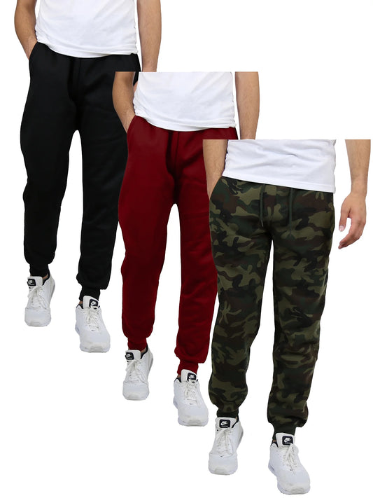 Galaxy by Harvic 3-Pack Mens Slim Fit Fleece Jogger Sweatpants (S-2XL)