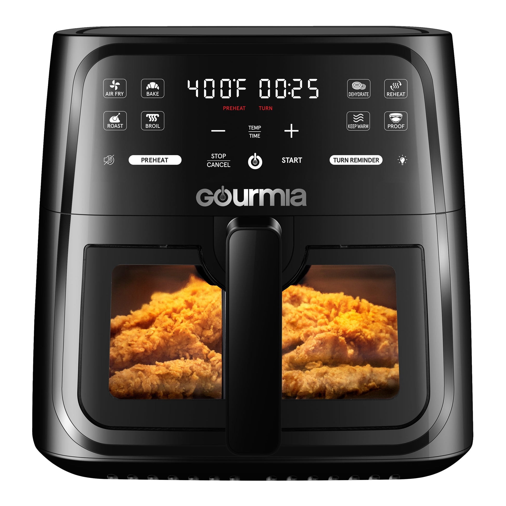 Gourmia 8-Quart Digital Window Air Fryer, with 8 One-Touch Functions, Black