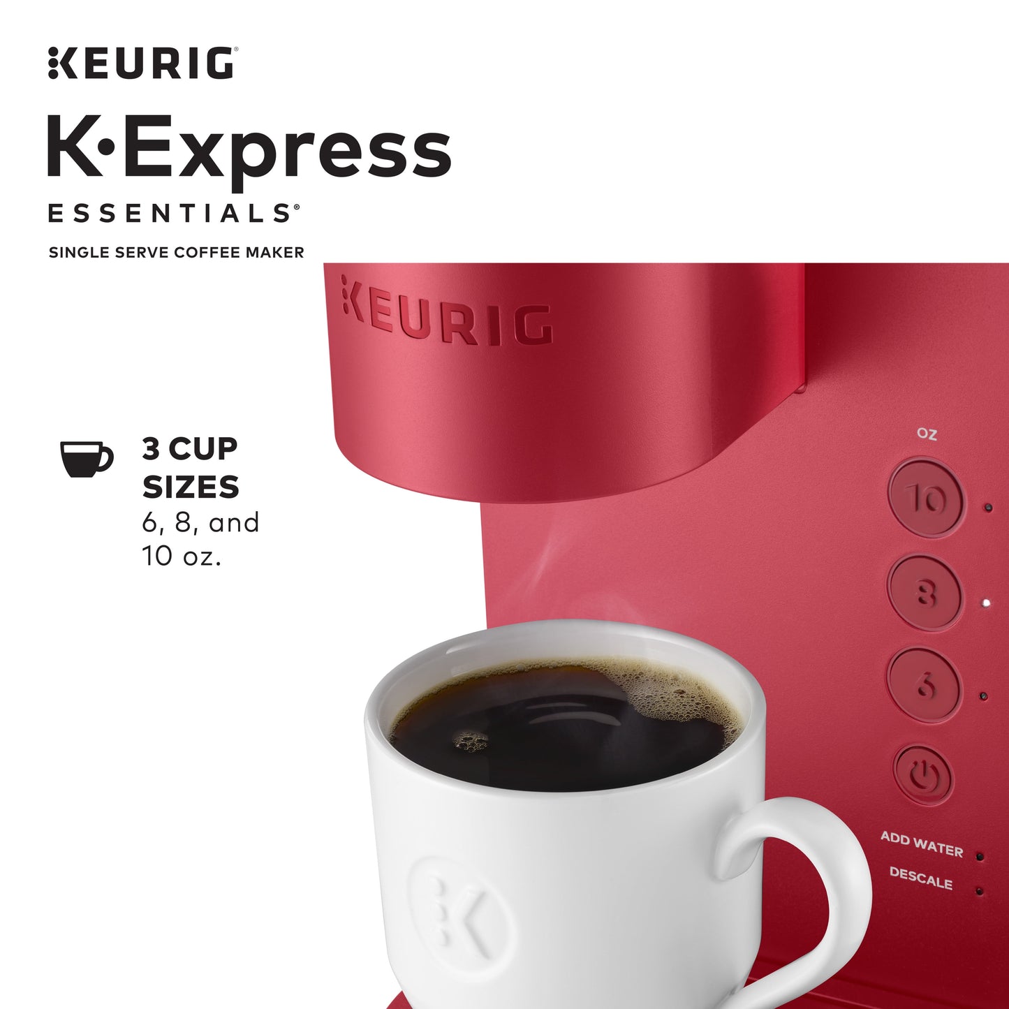 Keurig K-Express Essentials Red Single-Serve K-Cup Pod Coffee Maker