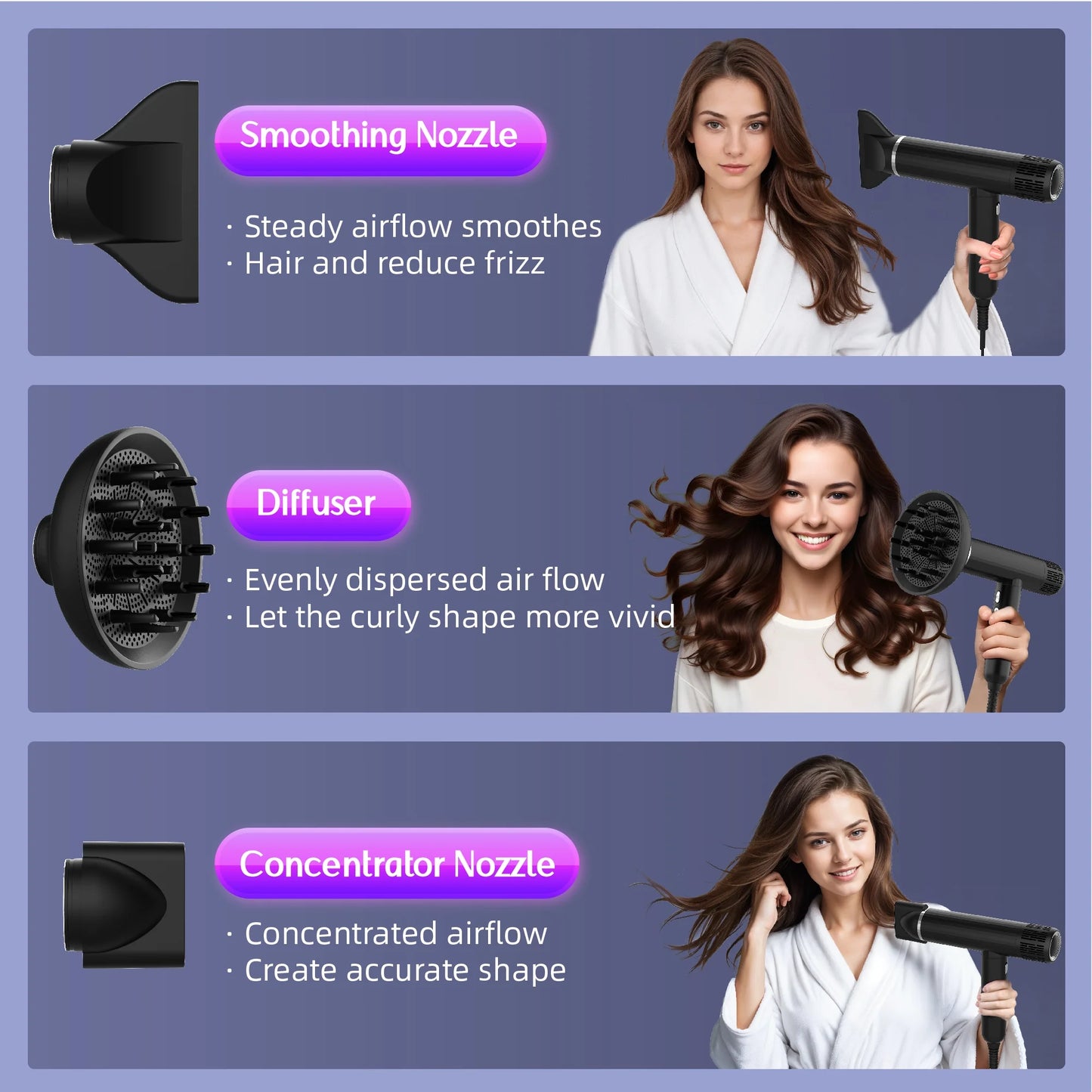 SKIMI Ionic Hair Dryer, Black Blow Dryer, 110000RPM High-Speed Brushless Motor, Lightweight, 1600W