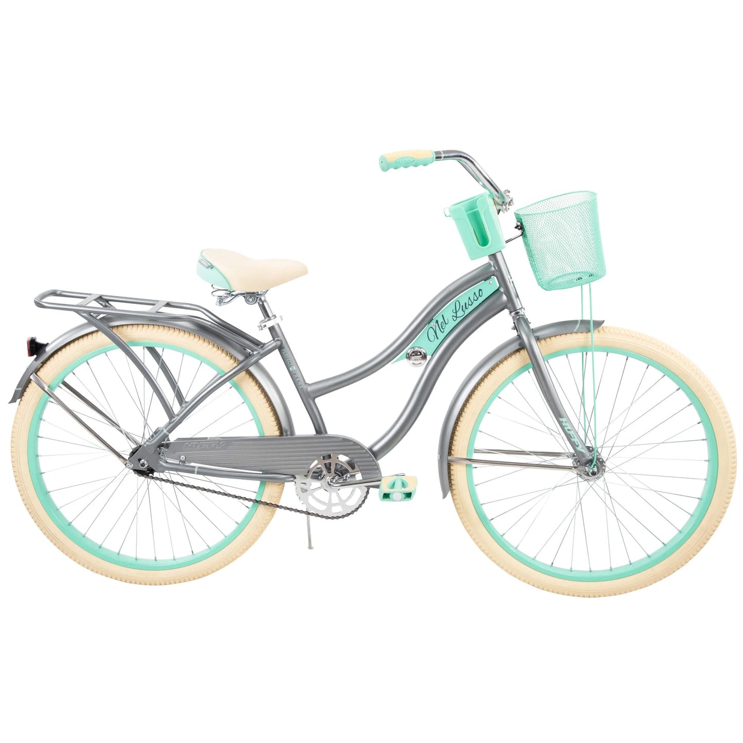 Huffy, Nel Lusso Classic Cruiser Bike with Perfect Fit Frame, Women's, Gray, 26"