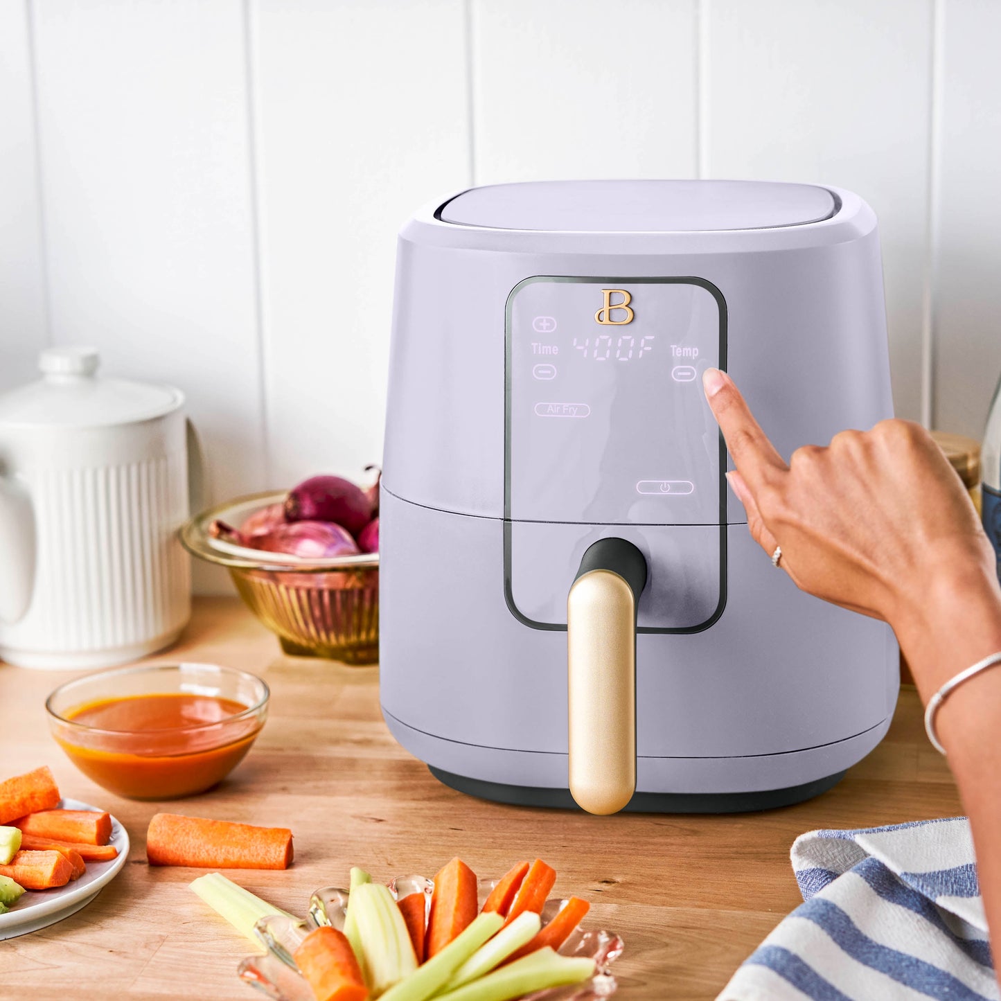 Beautiful 3 Qt Air Fryer with TurboCrisp Technology, Lavender by Drew Barrymore