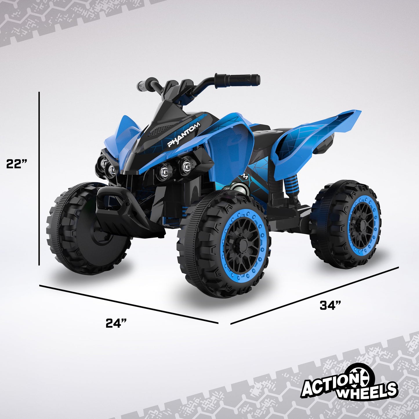 12 Volt Blue Phantom ATV Action Wheels Branded Battery Powered Rideon for Boys and Girls Ages 2 to 4 Years Old