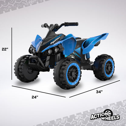 12 Volt Blue Phantom ATV Action Wheels Branded Battery Powered Rideon for Boys and Girls Ages 2 to 4 Years Old