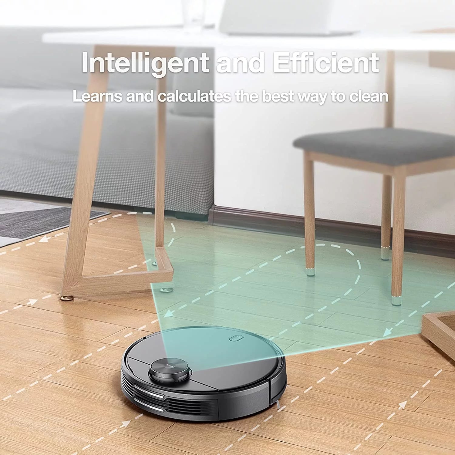 Wyze Robot Vacuum with LiDAR Room Mapping, 2,100Pa Strong Suction, Straight-line Movements, Virtual Walls, Ideal for Pet Hair, Hard Floors and Carpets, Wi-Fi Connected Robotic Vacuum & Self-Charging