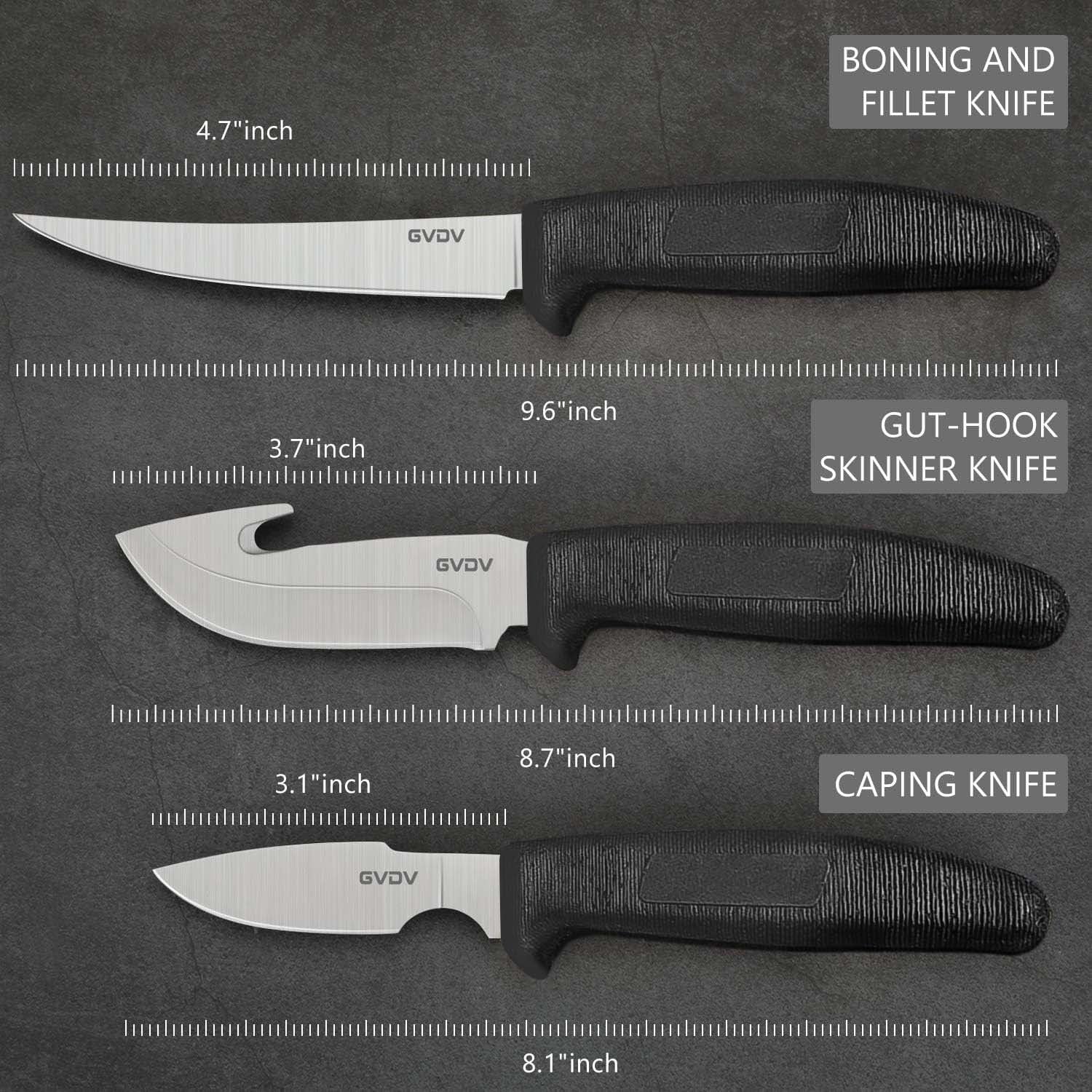 GVDV Hunting Knife Set, Field Dressing Gear Accessories Set for Hunting, Fishing, Camping, 6 Pieces