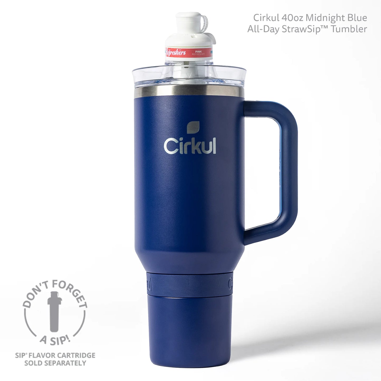 Cirkul 40oz All-Day StrawSip Double-Wall Insulated Stainless Steel Tumbler with Handle, Midnight Blue (Dark Blue)