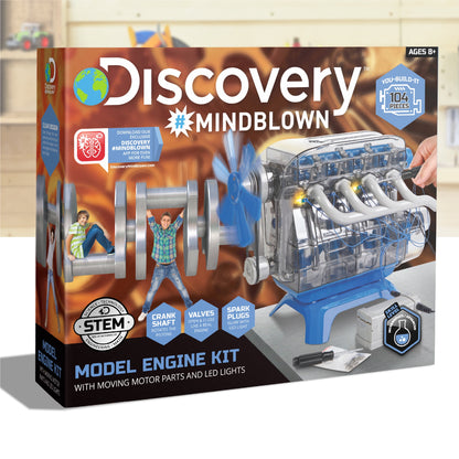 Discovery #Mindblown Model Engine Kit for Children, with Moving Motor Parts and LED Lights