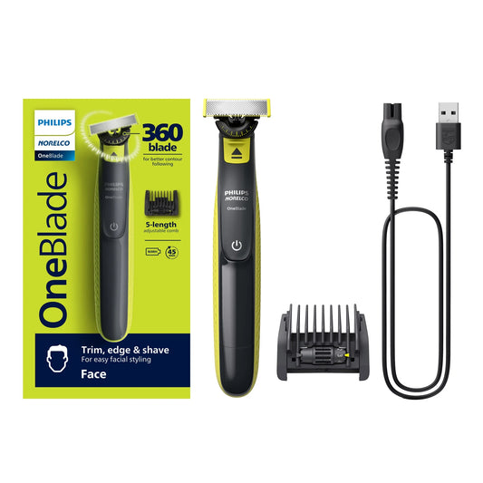 Philips Norelco Oneblade 360 Face Hybrid Electric Trimmer and Shaver, QP2724/70