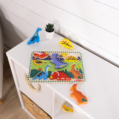 Melissa & Doug Dinosaur Wooden Chunky Puzzle (7 pcs) - FSC Certified