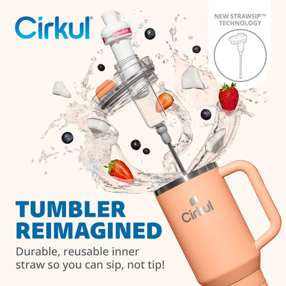 Cirkul 40oz All-Day StrawSip Double-Wall Insulated Stainless Steel Tumbler with Handle, Apricot (Light Orange)