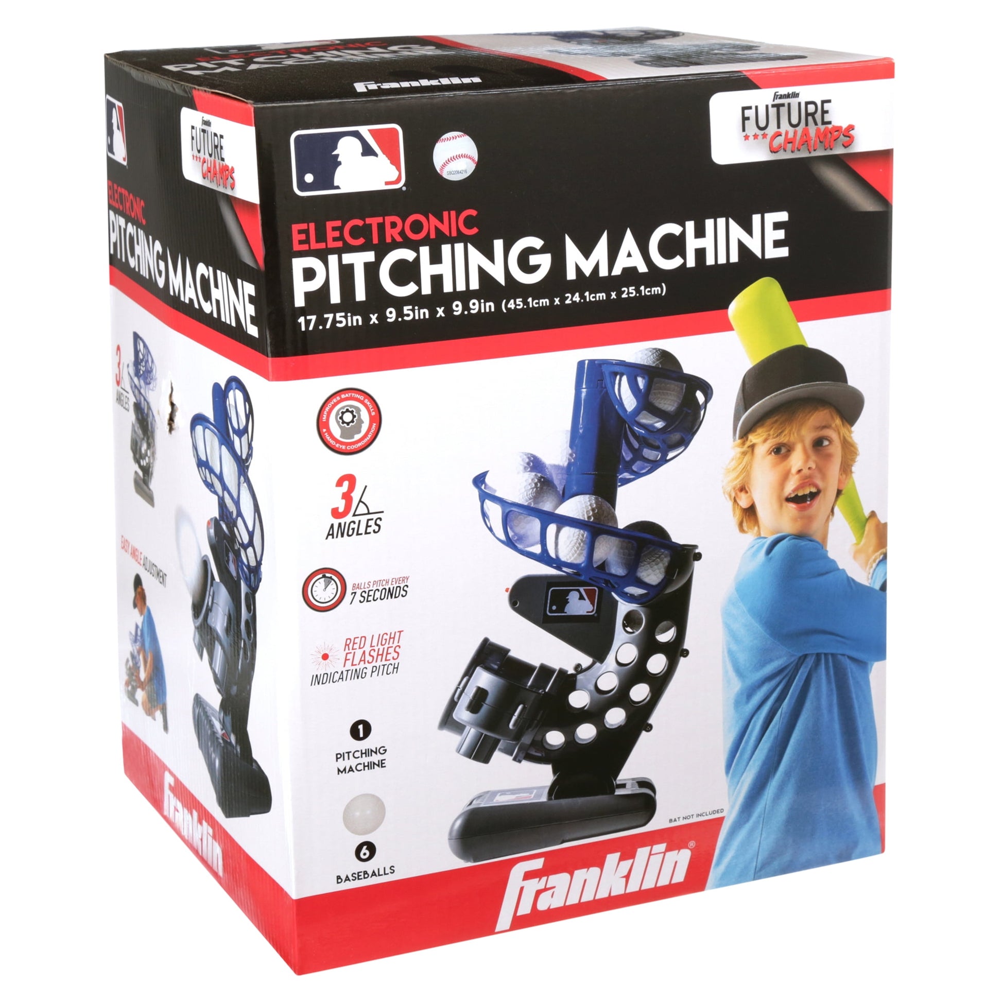 Franklin Sports MLB Electronic Baseball Pitching Machine – Adjustable – Every 7 Seconds – 6 Balls