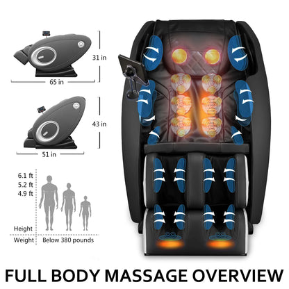 BILITOK Massage Chair Zero Gravity Full Body with Heating and Bluetooth Black