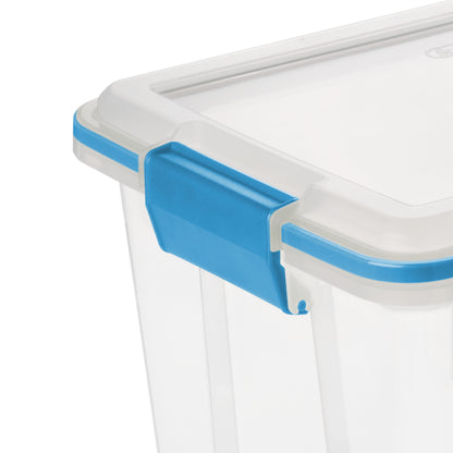 Sterilite 20 Qt. Clear Gasket Storage Box, Blue Latches with Clear Lid