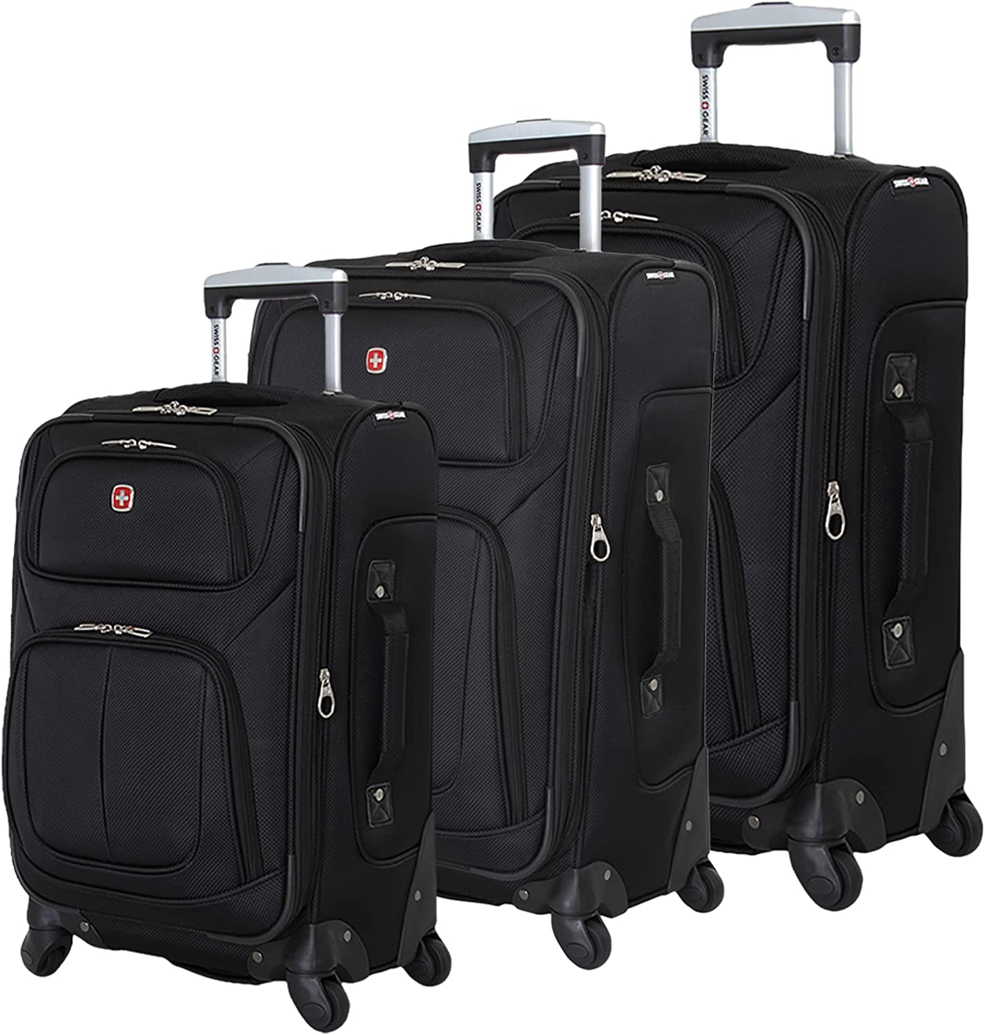 SwissGear Sion Softside Expandable Luggage, Black, 3PC (SM/MD/LG)