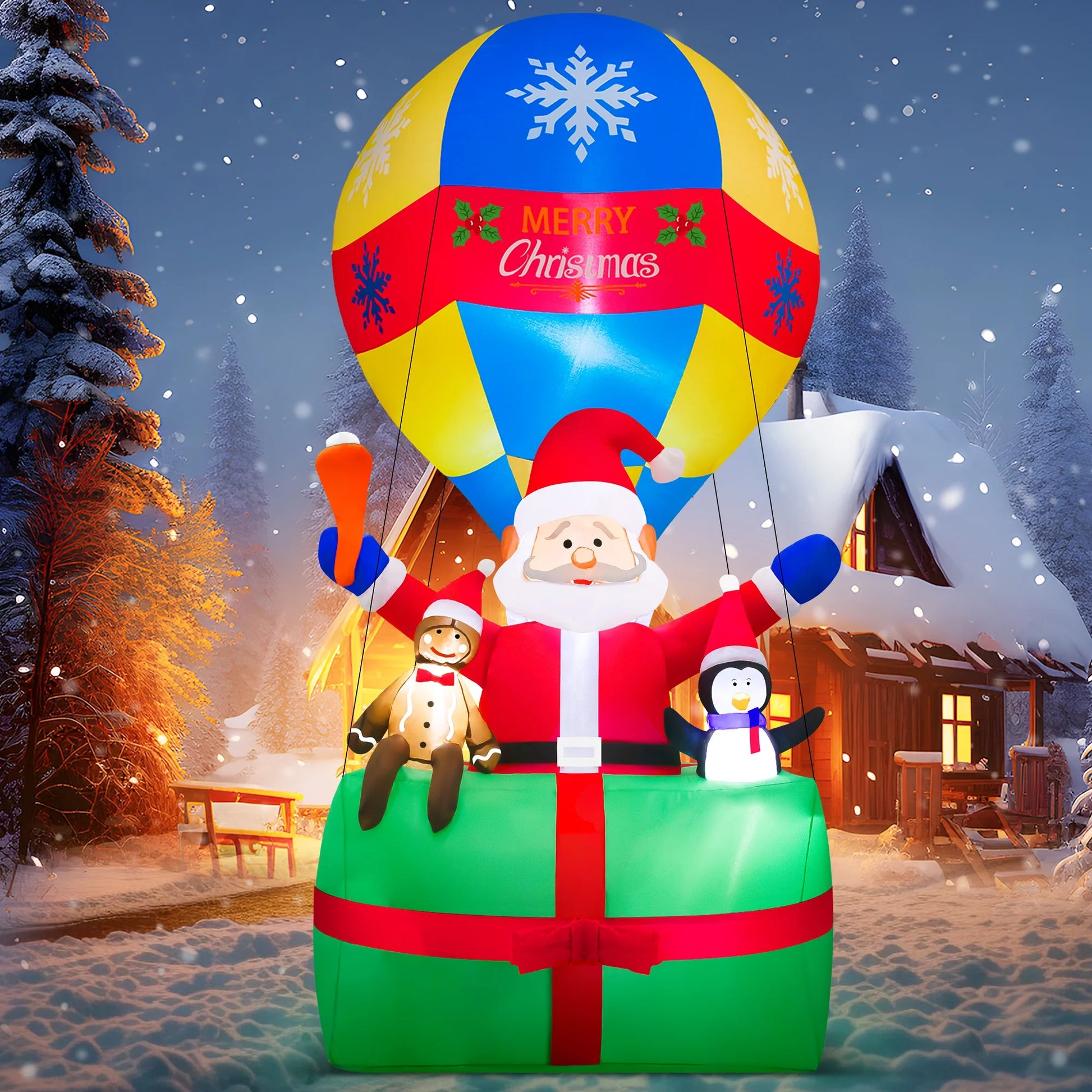 Yexmas 9FT Inflatable Christmas Santa Claus in Hot Air Balloon , Prelit Christmas Decoration with LED Lights for Holiday/Party/Xmas/Yard/Garden