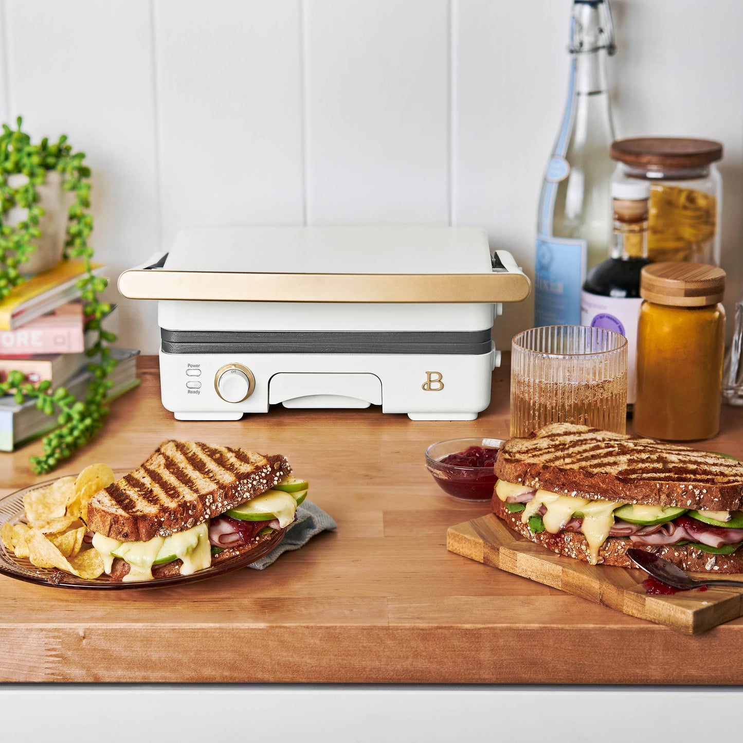 Beautiful 2-in-1 Panini Press & Grill, White Icing by Drew Barrymore