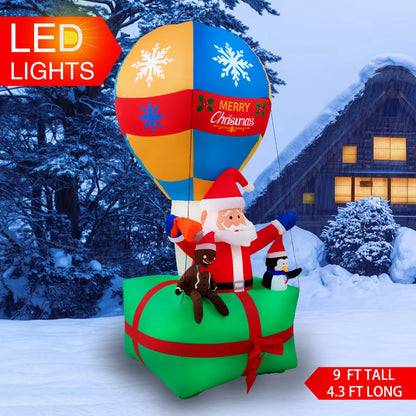 Yexmas 9FT Inflatable Christmas Santa Claus in Hot Air Balloon , Prelit Christmas Decoration with LED Lights for Holiday/Party/Xmas/Yard/Garden