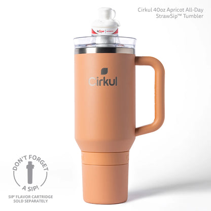 Cirkul 40oz All-Day StrawSip Double-Wall Insulated Stainless Steel Tumbler with Handle, Apricot (Light Orange)