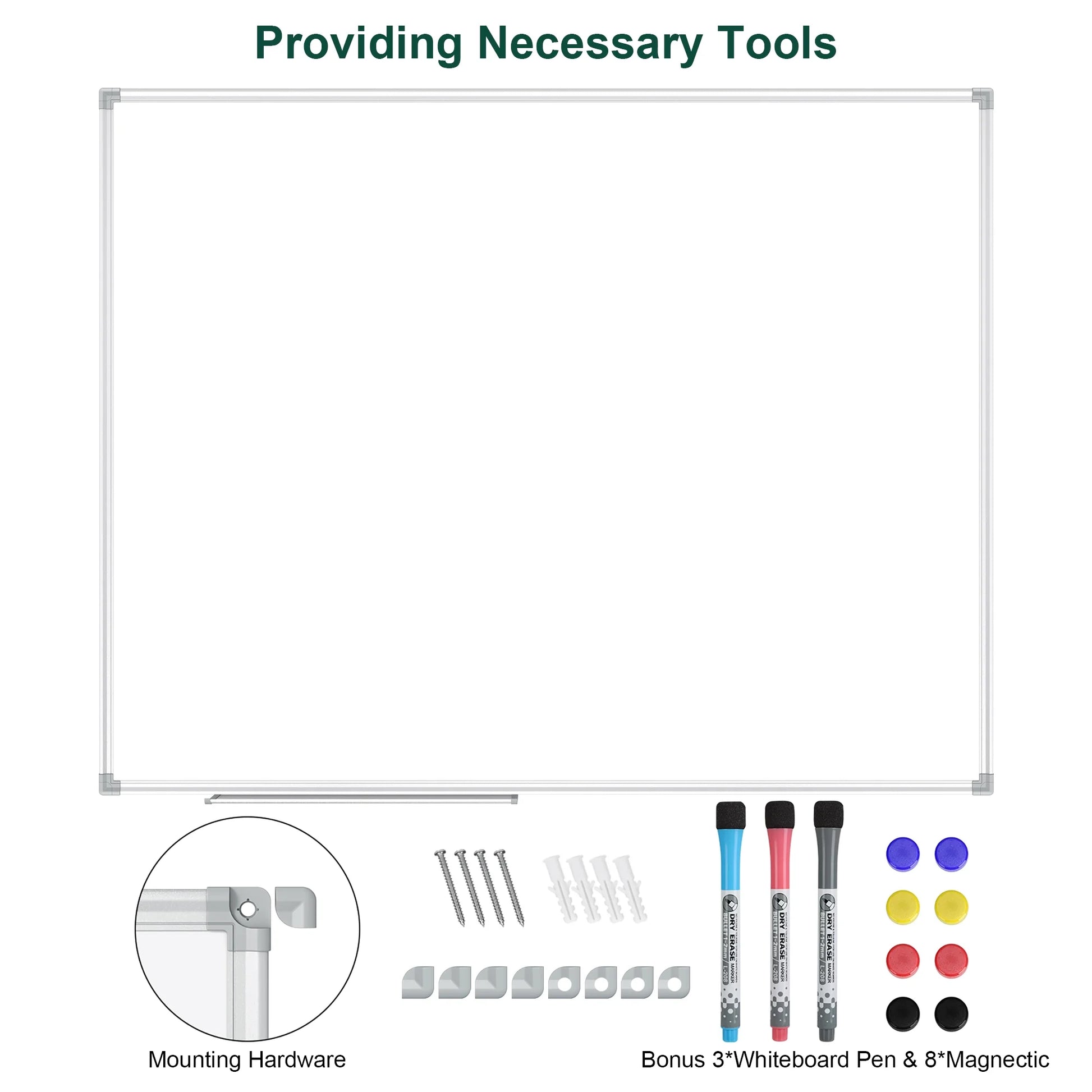 Lockways White Board 48" x 36" Magnetic Dry Erase Board for Wall Large Whiteboard 4x3 Marker Board, School Supplies