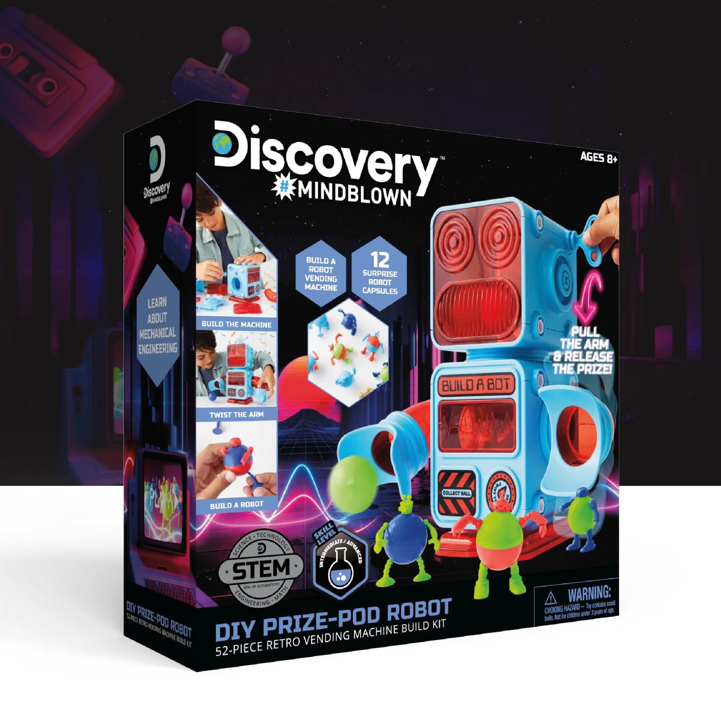 Discovery #Mindblown DIY Prize-Pod Robot 52-Piece Retro Vending Machine Build Kit for Children