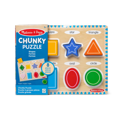 Melissa & Doug Shapes Wooden Chunky Puzzle (8 pcs) - FSC Certified