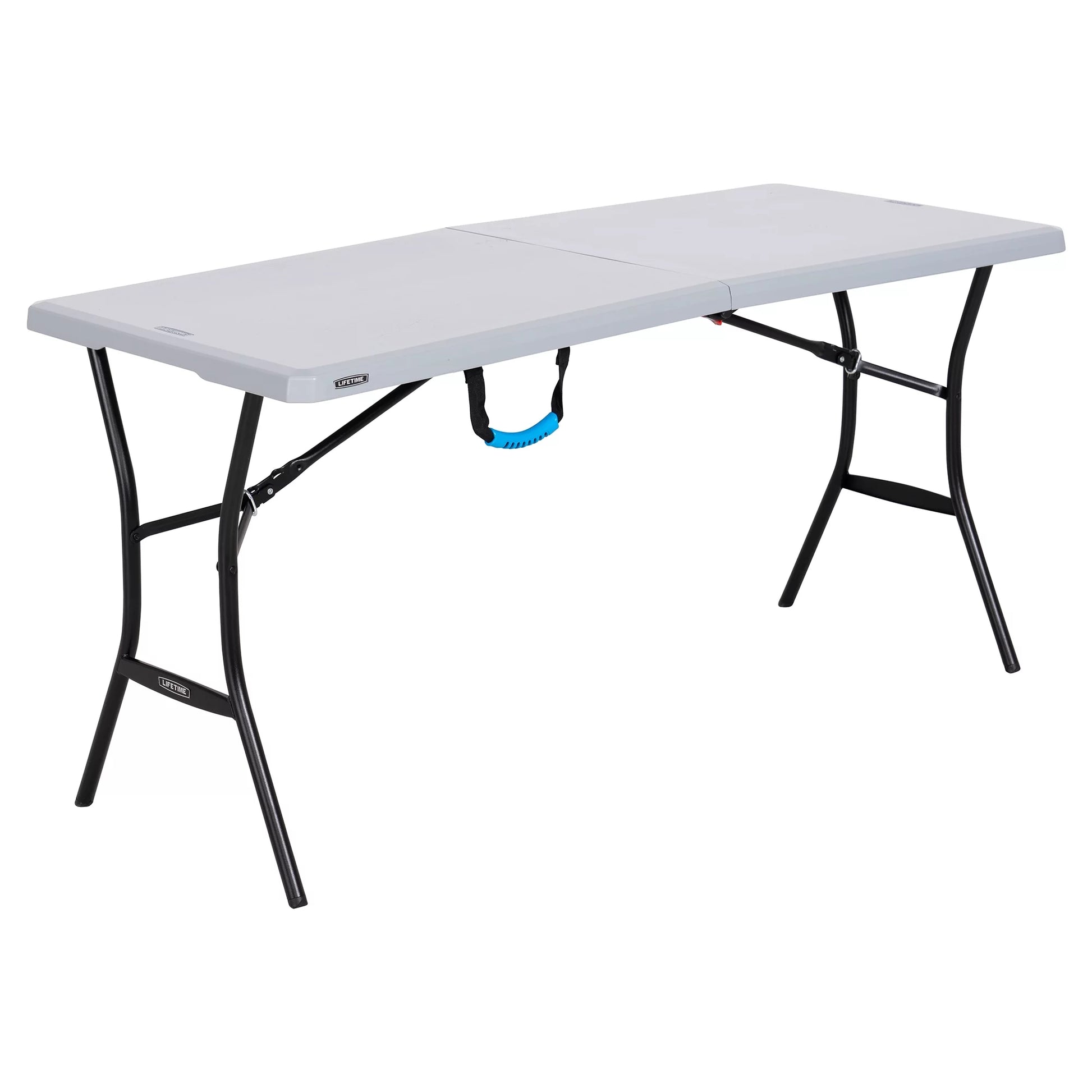 Lifetime 5 Foot Rectangle Fold-in-Half Table, Indoor/Outdoor Essential, Gray, 60.3" x 25.5" (80861)