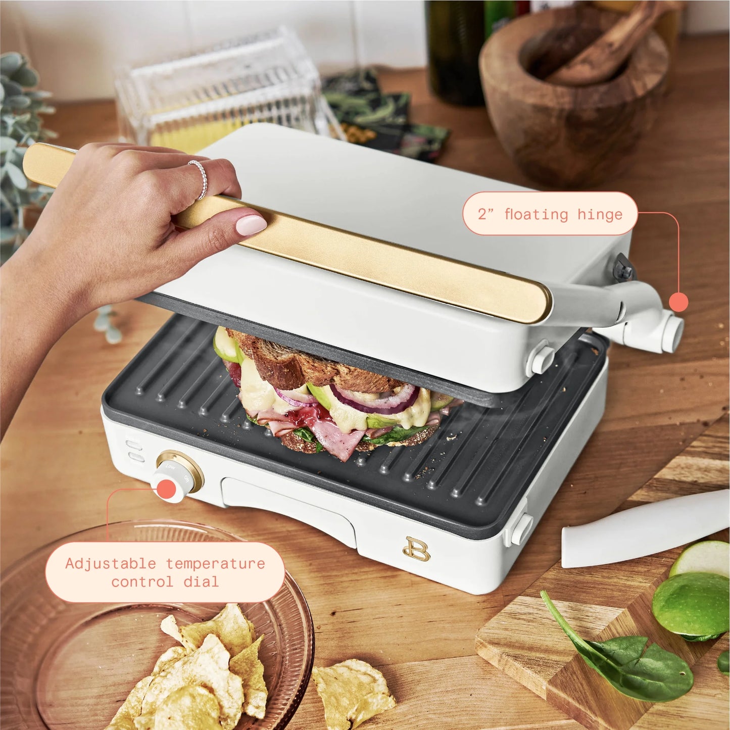 Beautiful 2-in-1 Panini Press & Grill, White Icing by Drew Barrymore