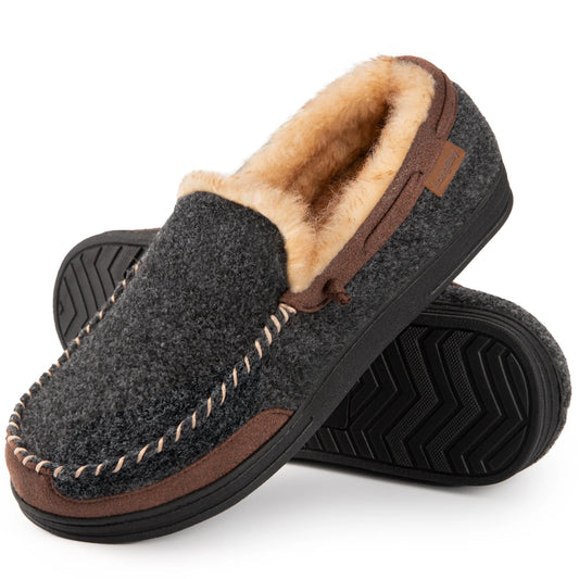 LongBay Men's Moccasin Slippers Memory Foam House Shoes Indoor Outdoor