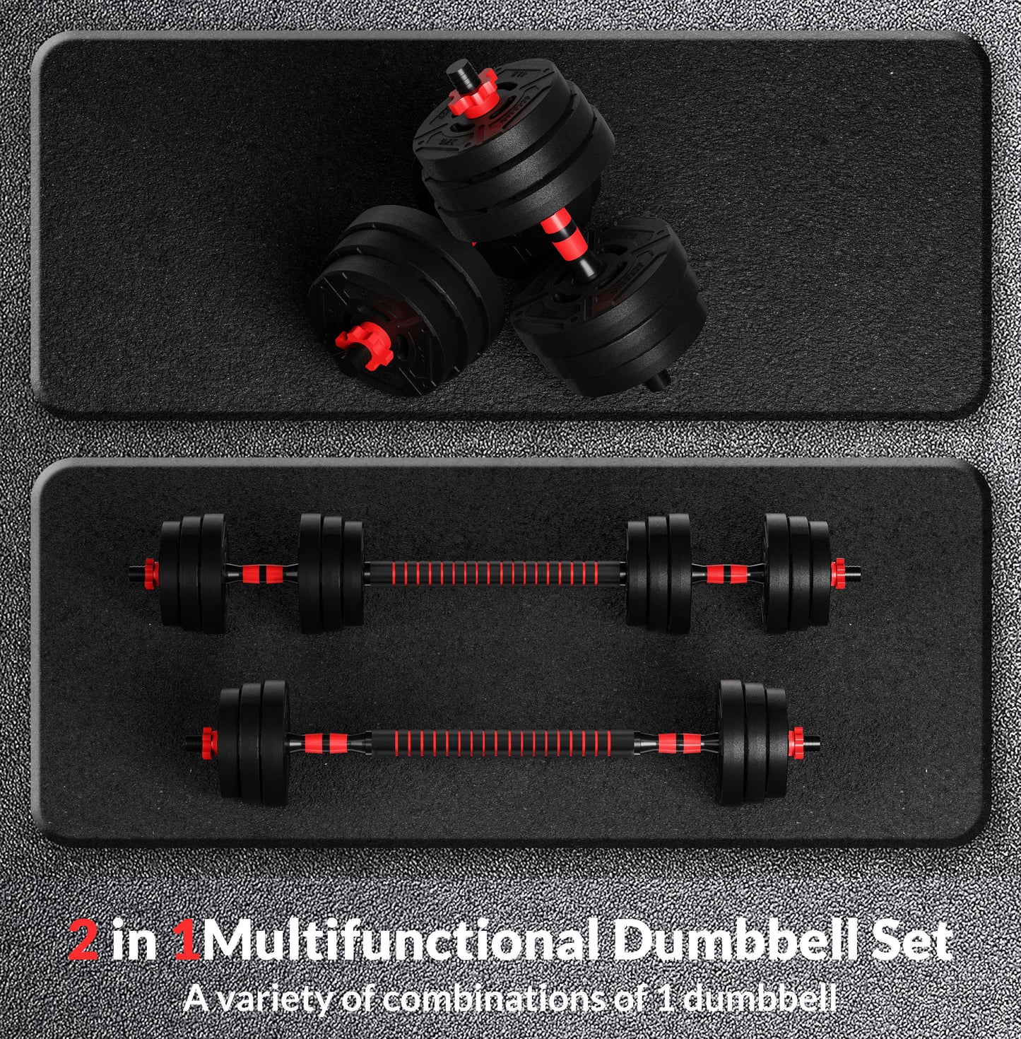 BalanceFrom 60LB 2-in-1 Portable Changeable Dumbbell and Barbell Set with Adjustable Weights