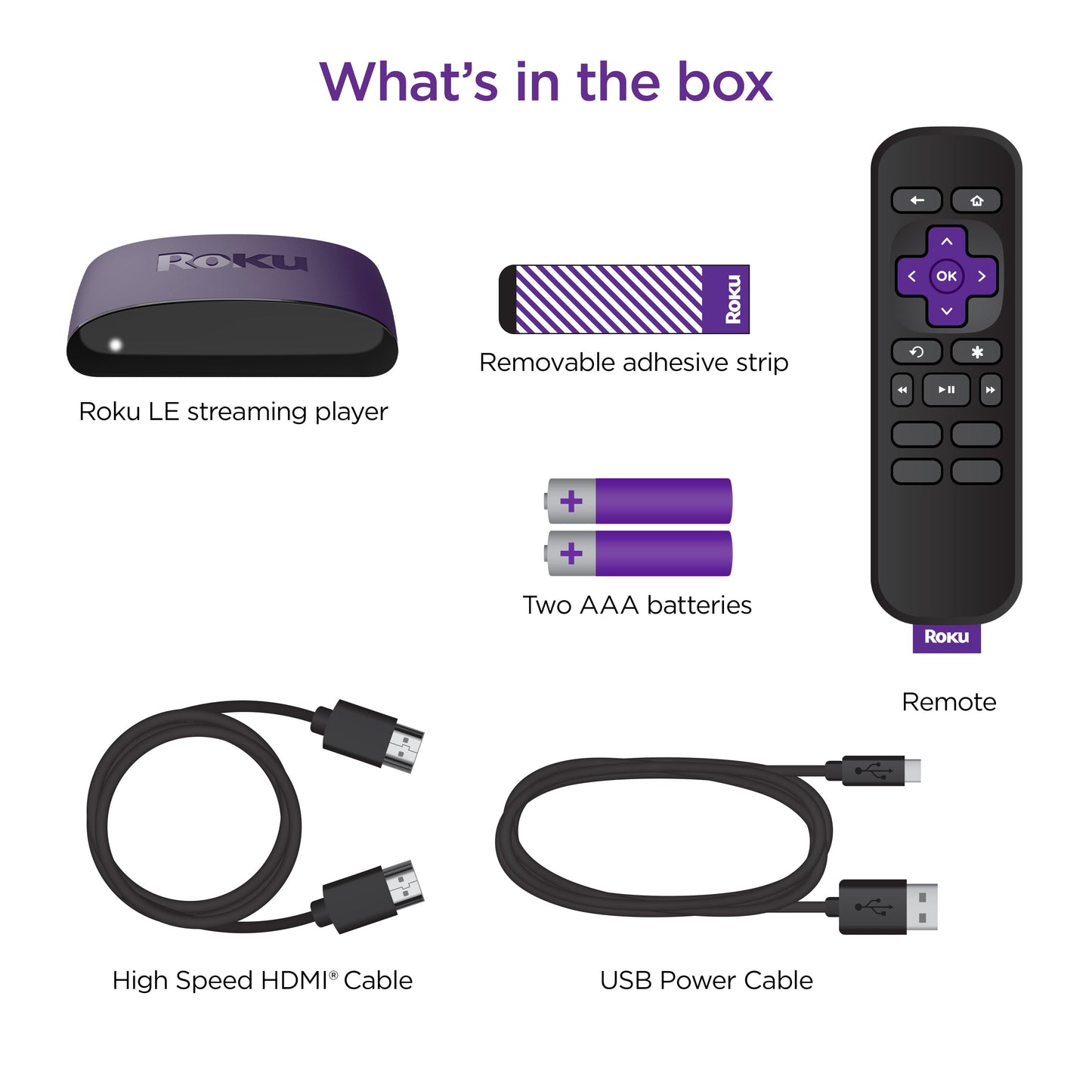 Roku LE HD Streaming Media Player Wi-Fi Enabled with High Speed HDMI Cable and Simple Remote