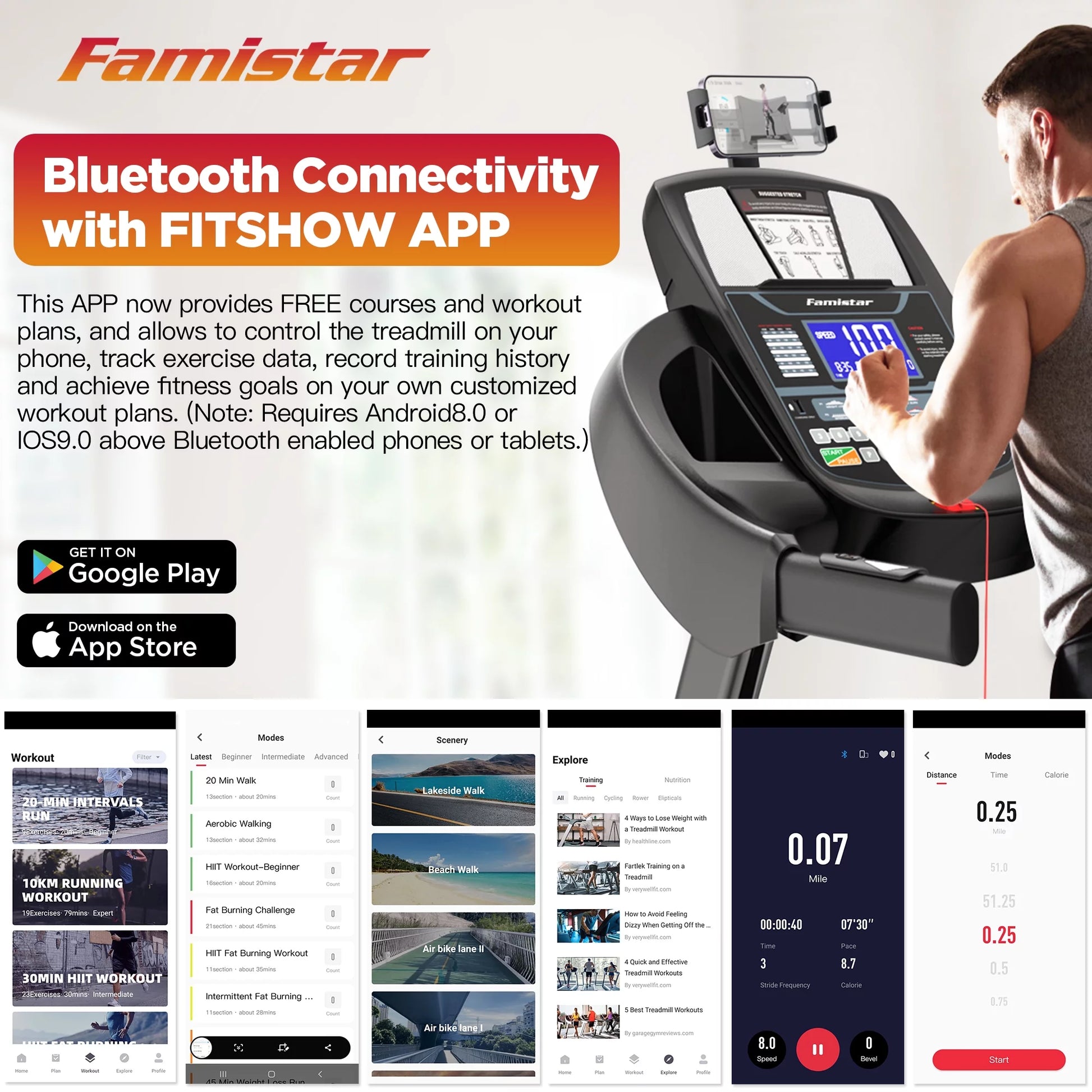 Famistar Folding Treadmill for Home with 15 Levels Auto Incline, 300LB Capacity, 10MPH Fast Speed Controls, Portable Treadmill Running Walking Machine, 4.5HP, Knee Strap Gift