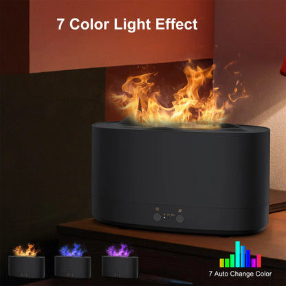 VAVSEA Flame Diffuser Humidifier, 7 Color Essential Oil Diffuser, Time Setting for Home, Room, Black