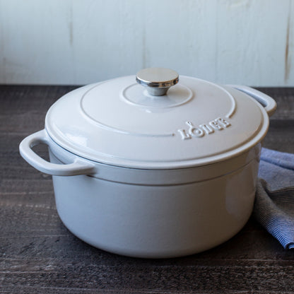 Lodge Cast Iron 5.5qt Oyster White Enameled Dutch Oven