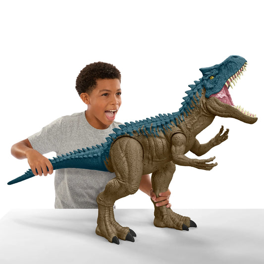 Jurassic World Super Colossal Allosaurus Dinosaur Action Figure Toy 38 Inches Long, Swallows Minis