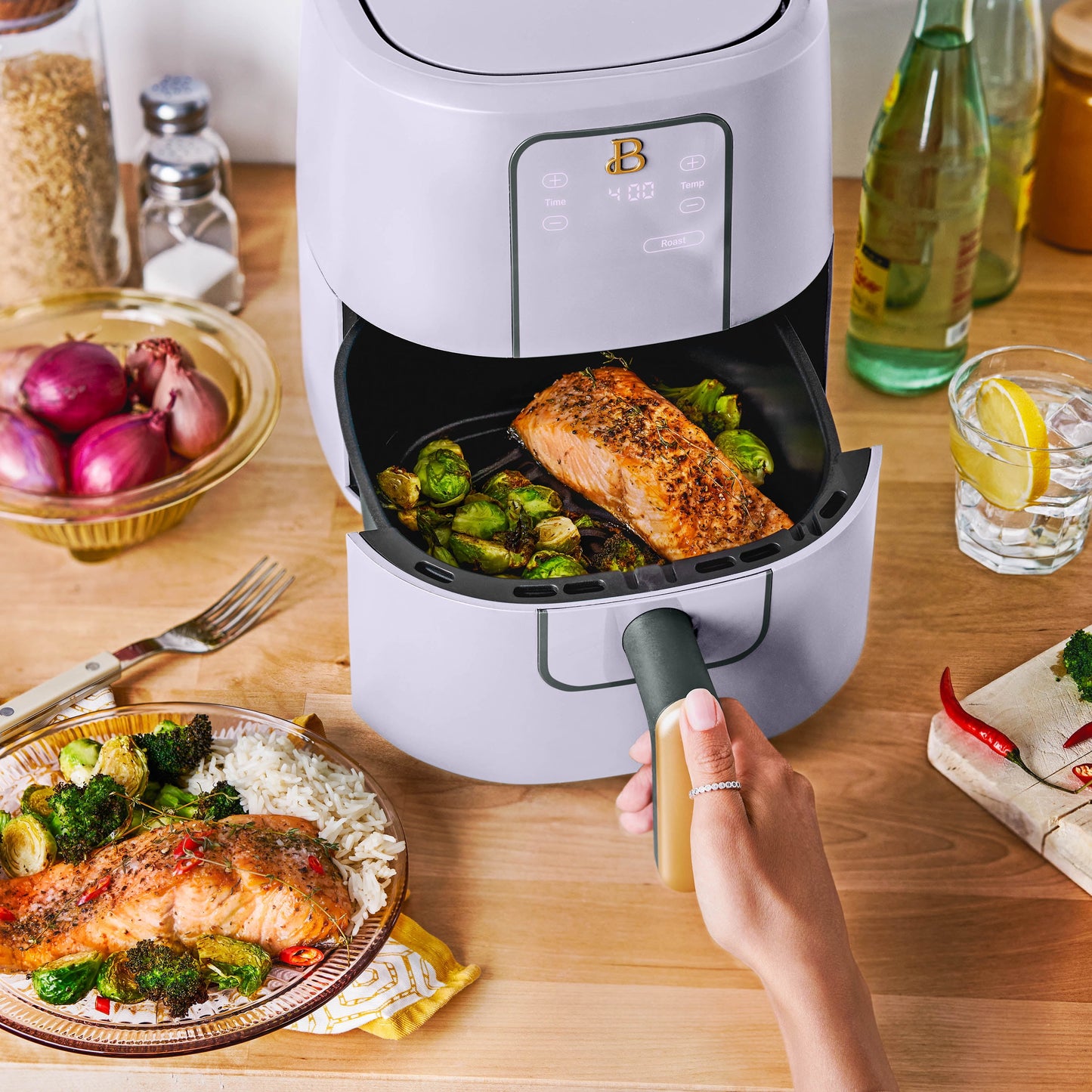 Beautiful 3 Qt Air Fryer with TurboCrisp Technology, Lavender by Drew Barrymore