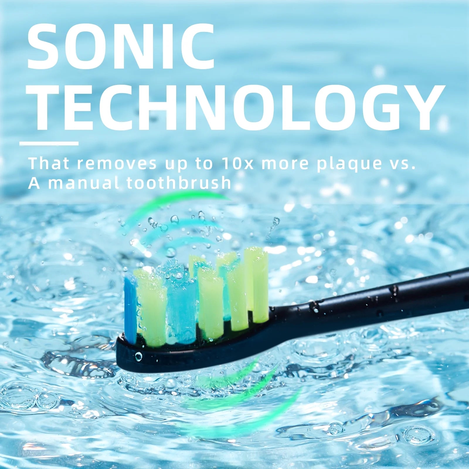 7AM2M Sonic Electric Toothbrush for Adults and Kids, One Charge for 90 Days, with 6 Brush Heads, 5 Modes with 2 Minutes Build in Smart Timer, Roman Column Handle Design,Black