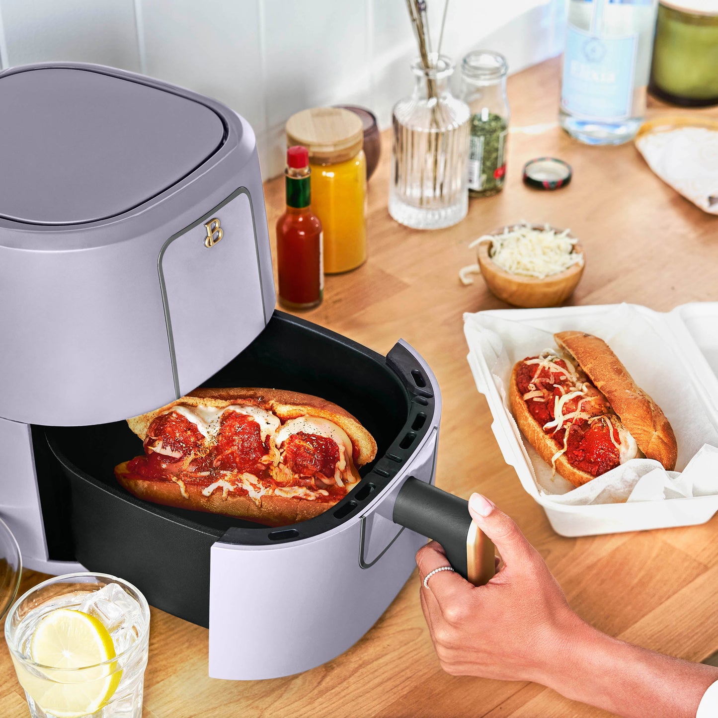 Beautiful 3 Qt Air Fryer with TurboCrisp Technology, Lavender by Drew Barrymore