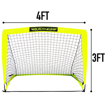 Franklin Sports Blackhawk Soccer Goal - Pop up - Indoor + Outdoor -  Adult + Kids - 4' x 3' - Yellow