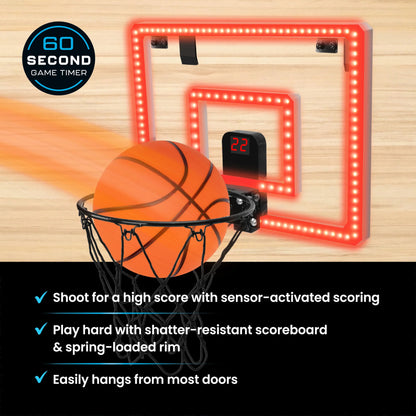 Over-the-Door Basketball Hoop, Indoor Sports Game, Battery-powered, for All Ages, by MinnARK